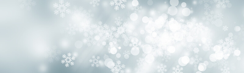 white and gray Christmas light with snowflake bokeh background, Winter backdrop wallpaper.