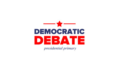 Democratic Debate. Presidential Primary in United States. Political concept. United States flag. Patriotic american elements. 2020 election. Voting campaign. Poster, card, banner and background. Vecto