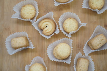 piece of butter cookies on white dish