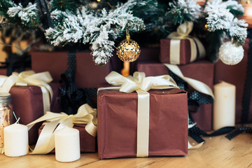 Christmas decor with toys decorated Christmas tree