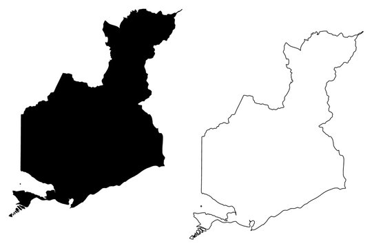Autonomous Municipality of Guayama (Commonwealth of Puerto Rico, Porto Rico, PR, Unincorporated territories of the United States) map vector illustration, scribble sketch Guayama map