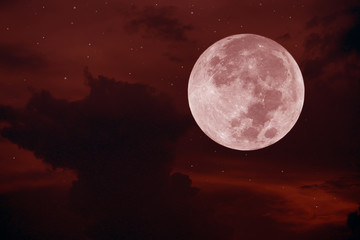 Full moon on the red sky.