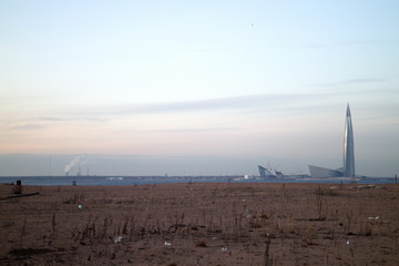 Reclaimed area for construction on the beach
