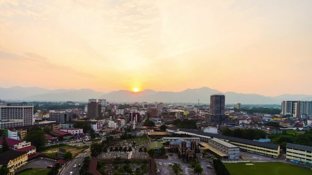 Time Lapse Of Ipoh Town,Malaysia From High Building .4K