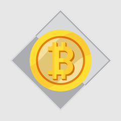 Bitcoin coin, cryptocurrency image, riches concept, flat style