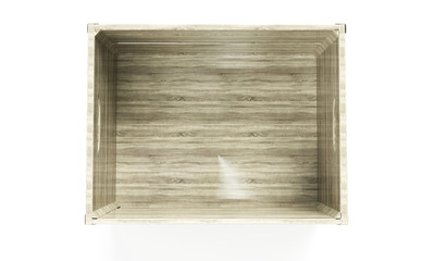 Wooden crates stack isolated on white background 3d rendering