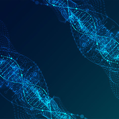 Science template, abstract background with a DNA molecules. Vector illustration.