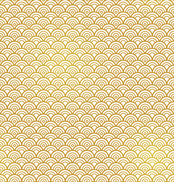 Vector seamless pattern with golden ornaments in Chinese style.