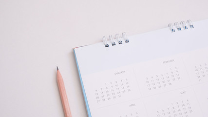 Close up calendar on white tone.