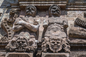 Close up on fomus Porta Nuova - New Gate in Palermo city on Sicily Island, Italy, part of historic wall