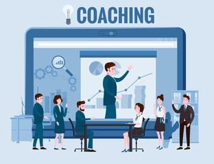 Business coaching, people man and woman training talking, discussing