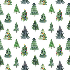 seamless pattern of christmas tree pine, festive, celebrate, color