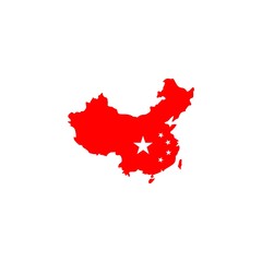 simple china island and flag vector logo