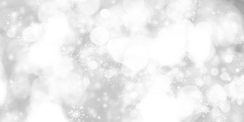 white and gray Christmas light with snowflake bokeh background, Winter backdrop wallpaper.