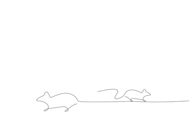 Mouse silhouette line drawing vector illustration	