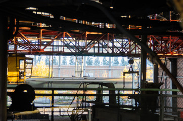 Fototapeta premium Industrial surroundings at sunset and night