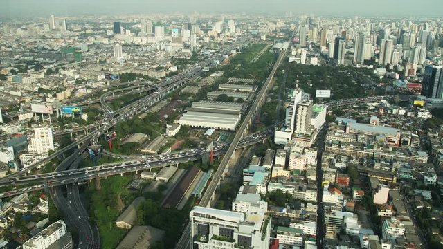 City traffic from top view in Bangkok-Thailand Timelapse