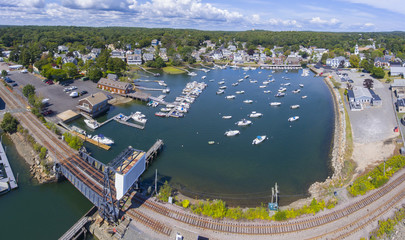 Manchester Marine and harbor aerial view, Manchester by the sea, Cape Ann, Massachusetts, MA, USA.