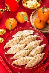Dumplings for Chinese Spring Festival，Chinese translation: Great luck，blessing