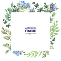 Watercolor frames Spring delicate flowers