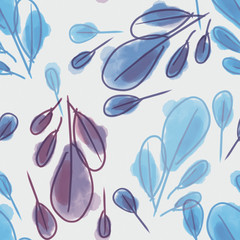 Watercolor Seamless Pattern of Leaves. Floral Background. Hand Painted Illustration.