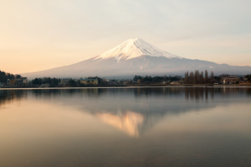 Fototapeta premium Sunrise in early morning at Fuji mount in winter season as beautiful scene.