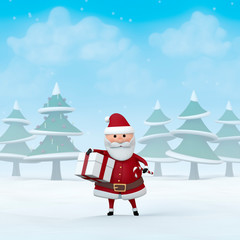 Santa Claus in a snowy winter landscape