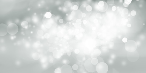 Plakat white and gray Christmas light with snowflake bokeh background, Winter backdrop wallpaper.