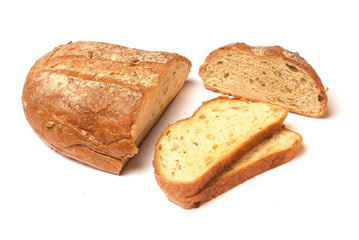 loaf of corn bread on white background