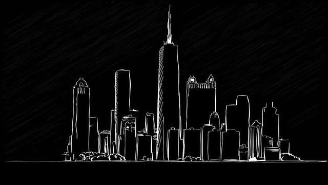 Chicago, Illinois chalk drawing on blackboard