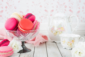 Collection of pink macarons