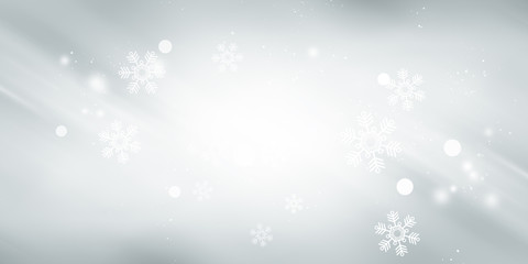 white and gray Christmas light with snowflake bokeh background, Winter backdrop wallpaper.