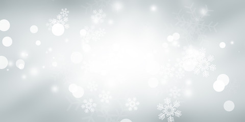 white and gray Christmas light with snowflake bokeh background, Winter backdrop wallpaper.