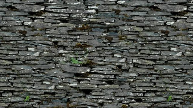 Old Irish traditional stone wall background moving from left to right.