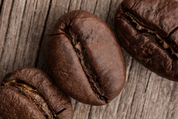 coffee beans on wooden background