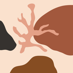 Obraz premium Terracotta Art Print Greek Style Coral Underwater Abstract Modern Digital Painting Fashion Scandinavian Style Color Abstraction Poster Contemporary Print Burnt Orange Vector Illustration