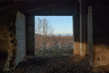 interior of an abandoned livestock farm