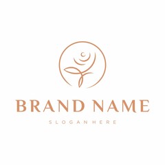Red rose logo template Vector illustration