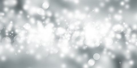 white and gray Christmas light with snowflake bokeh background, Winter backdrop wallpaper.