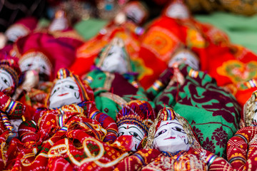 Indian puppets the handicraft products displayed for tourists