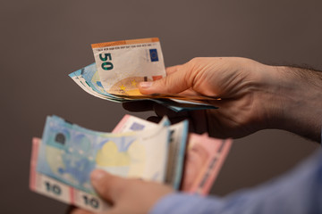 money euro in man hand