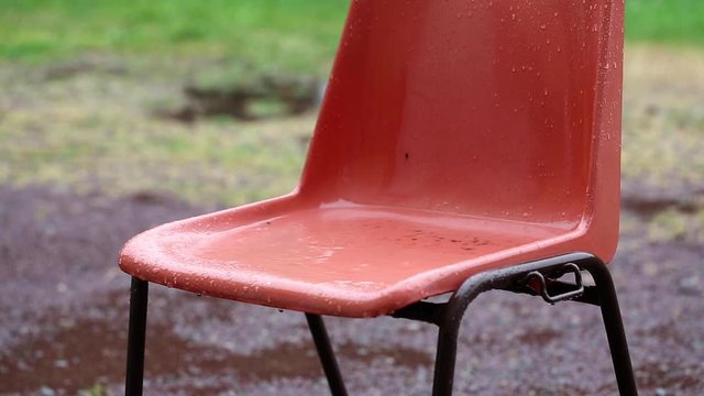 Raining on a wet garden chair