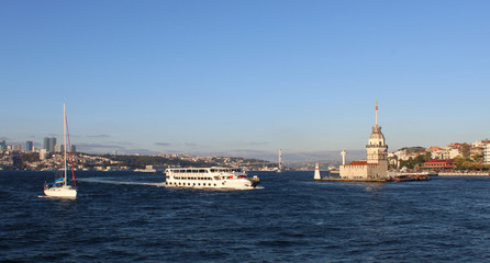 Fototapeta na wymiar Maiden's towers in Istanbul,city and Bosphorus view