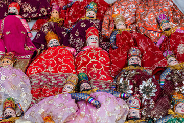 Indian puppets the handicraft products displayed for tourists