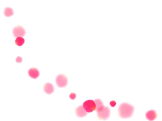 Rose gold petals flying cosmetics vector background.