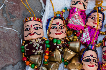 Indian puppets the handicraft products displayed for tourists