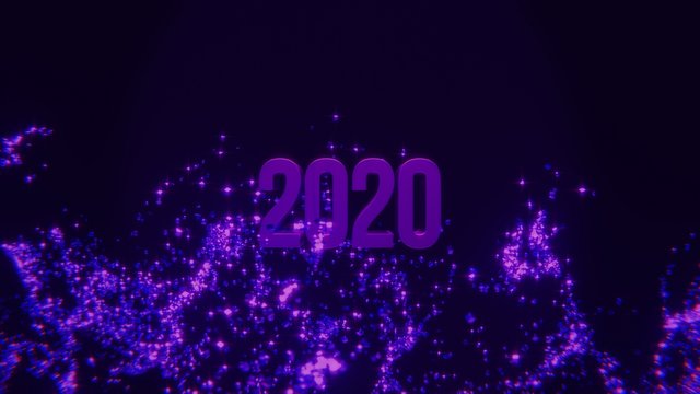 Particle Purple Foil Balloons In The Form Of Numbers 2020. New Year Celebration. Gold And Silver Air Balloons. Holiday Party Decoration.