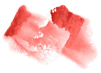 Abstract watercolor background hand-drawn on paper. Volumetric smoke elements. Red color. For design, web, card, text, decoration, surfaces.