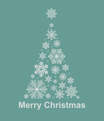 Christmas tree with snowflake. Vector flat style illustration