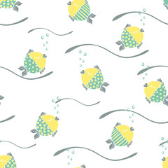 Seamless vector pattern with cute fishes. simple baby wallpaper design. Ideal for fabric, wrapping, textile etc.